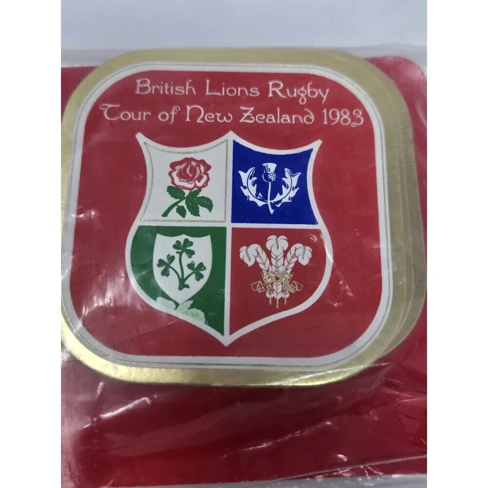 VINTAGE CARDBOARD COASTERS BRITISH LIONS RUGBY TOUR OF NEW ZEALAND 1983 SET OF 6